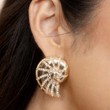 Crystal Studded Nautilus Shell Earrings