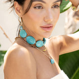 Open Circle Turquoise Dangle Earrings