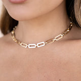 Golden Flat Rectangle Chain Necklace