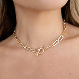 Golden Flat Rectangle Chain Necklace