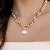 Crystal Disc Charm and Chain Necklace