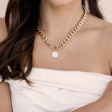 Crystal Disc Charm and Chain Necklace