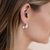Hooked Pavé and Pearl Earrings
