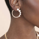 Chic Pearl And Crystal Open Circle Earrings