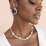 Chic Pearl And Crystal Open Circle Earrings