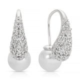 Hooked Pavé and Pearl Earrings