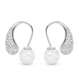 Hooked Pavé and Pearl Earrings
