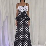 LA COLINA PANTS IN BLACK POLKA DOTS