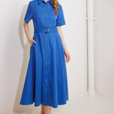 LUCKY ME WOVEN MIDI DRESS