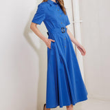 LUCKY ME WOVEN MIDI DRESS