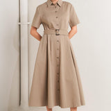 LUCKY ME WOVEN MIDI DRESS