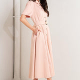 LUCKY ME WOVEN MIDI DRESS
