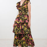 GRACEFUL GATHERING WOVEN MIDI DRESS