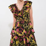 GRACEFUL GATHERING WOVEN MIDI DRESS