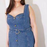 PRETTIEST BEHAVIOR DENIM MIDI DRESS