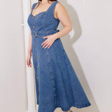 PRETTIEST BEHAVIOR DENIM MIDI DRESS
