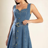 PRETTIEST BEHAVIOR DENIM MIDI DRESS