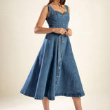 PRETTIEST BEHAVIOR DENIM MIDI DRESS