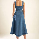 PRETTIEST BEHAVIOR DENIM MIDI DRESS