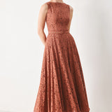 TRUE ROMANCE WOVEN LACE MIDI DRESS