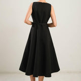 LIVING THE DREAM BLACK WOVEN MIDI DRESS