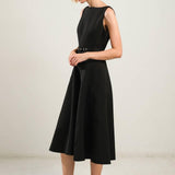 LIVING THE DREAM BLACK WOVEN MIDI DRESS