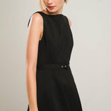 LIVING THE DREAM BLACK WOVEN MIDI DRESS