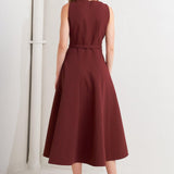 LIVING THE DREAM WINE WOVEN MIDI DRESS