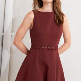 LIVING THE DREAM WINE WOVEN MIDI DRESS