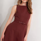 LIVING THE DREAM WINE WOVEN MIDI DRESS