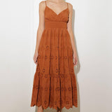 LUMINOUS BLISS WOVEN EYELET MIDI DRESS