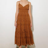 LUMINOUS BLISS WOVEN EYELET MIDI DRESS