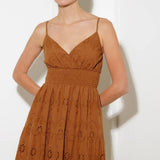 LUMINOUS BLISS WOVEN EYELET MIDI DRESS