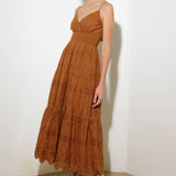 LUMINOUS BLISS WOVEN EYELET MIDI DRESS