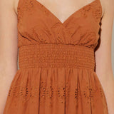 LUMINOUS BLISS WOVEN EYELET MIDI DRESS
