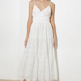 LUMINOUS BLISS WOVEN EYELET MIDI DRESS