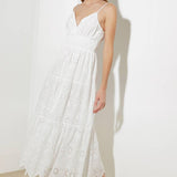 LUMINOUS BLISS WOVEN EYELET MIDI DRESS