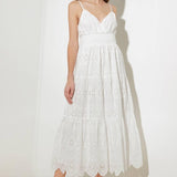 LUMINOUS BLISS WOVEN EYELET MIDI DRESS