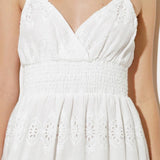 LUMINOUS BLISS WOVEN EYELET MIDI DRESS