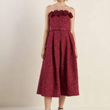 GLORIOUS SHINE WOVEN MIDI DRESS