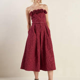 GLORIOUS SHINE WOVEN MIDI DRESS