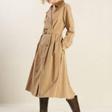 FALLING LEAVES WOVEN MIDI TRENCH COAT