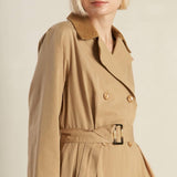 FALLING LEAVES WOVEN MIDI TRENCH COAT