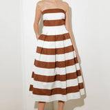 EVERYDAY HUSTLE RUST WOVEN MIDI DRESS