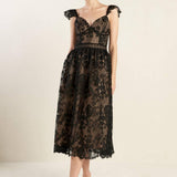 KNOW YOU BETTER LACE WOVEN MIDI DRESS