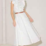SOFT POWER STORY WOVEN MIDI DRESS