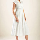 DREAMY IMPRESSION WOVEN MIDI DRESS