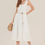 RIVERSIDE SIPS WOVEN MIDI DRESS