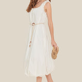 RIVERSIDE SIPS WOVEN MIDI DRESS