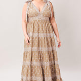 CUDDLY ATTITUDE TAUPE WOVEN MAXI DRESS